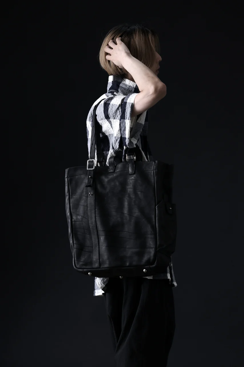 ISAMU KATAYAMA BACKLASH TOTE BAG / DOUBLE-SHOULDER OBJECT DYED (BLACK) - Image 23