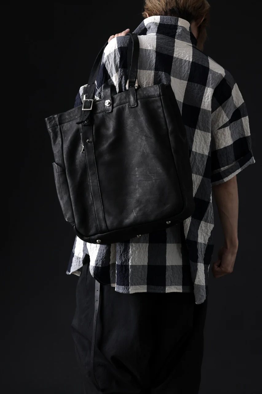 ISAMU KATAYAMA BACKLASH TOTE BAG / DOUBLE-SHOULDER OBJECT DYED (BLACK) - Image 24