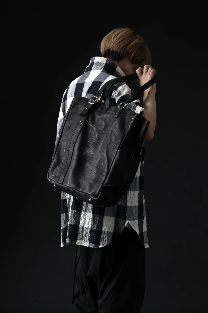 ISAMU KATAYAMA BACKLASH TOTE BAG / DOUBLE-SHOULDER OBJECT DYED (BLACK) - Image 25