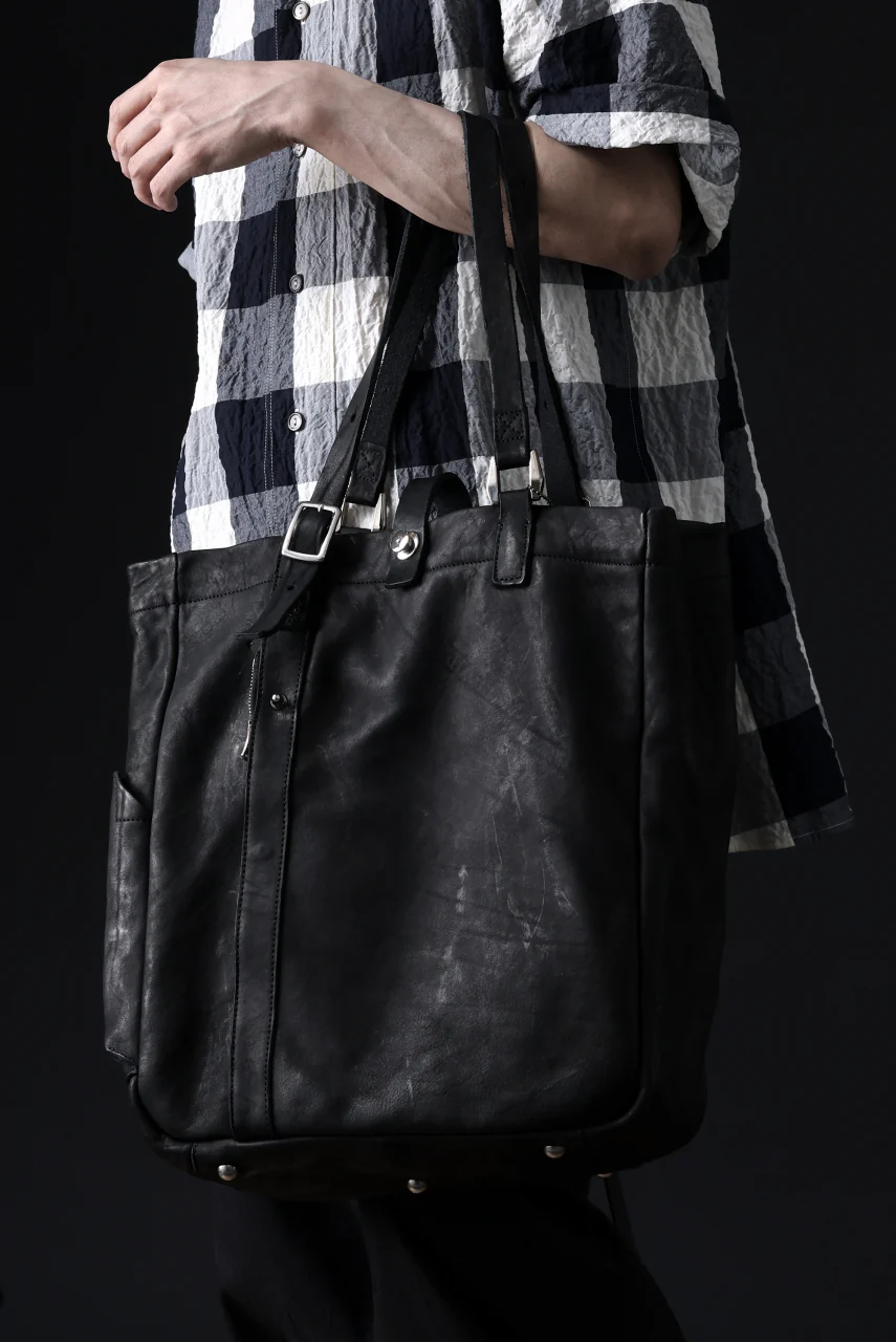 ISAMU KATAYAMA BACKLASH TOTE BAG / DOUBLE-SHOULDER OBJECT DYED (BLACK) - Image 30