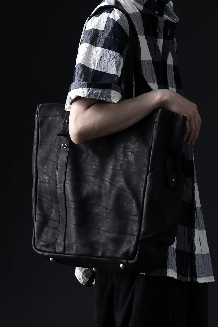 ISAMU KATAYAMA BACKLASH TOTE BAG / DOUBLE-SHOULDER OBJECT DYED (BLACK) - Image 31