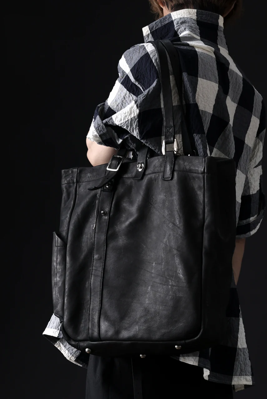 ISAMU KATAYAMA BACKLASH TOTE BAG / DOUBLE-SHOULDER OBJECT DYED (BLACK) - Image 32