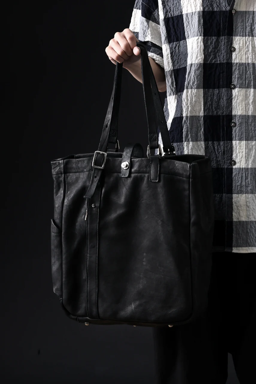 ISAMU KATAYAMA BACKLASH TOTE BAG / DOUBLE-SHOULDER OBJECT DYED (BLACK) - Image 36