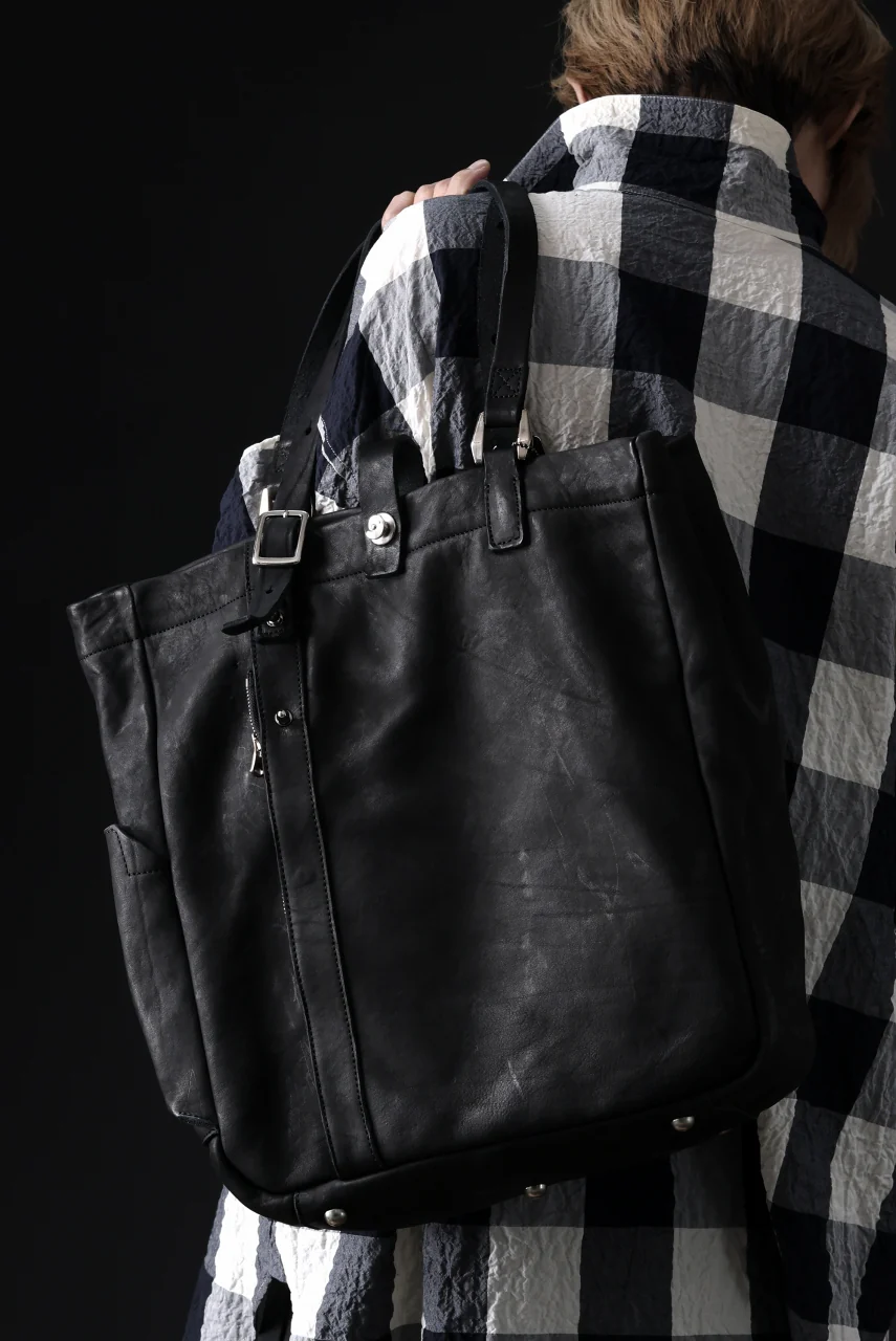ISAMU KATAYAMA BACKLASH TOTE BAG / DOUBLE-SHOULDER OBJECT DYED (BLACK) - Image 37
