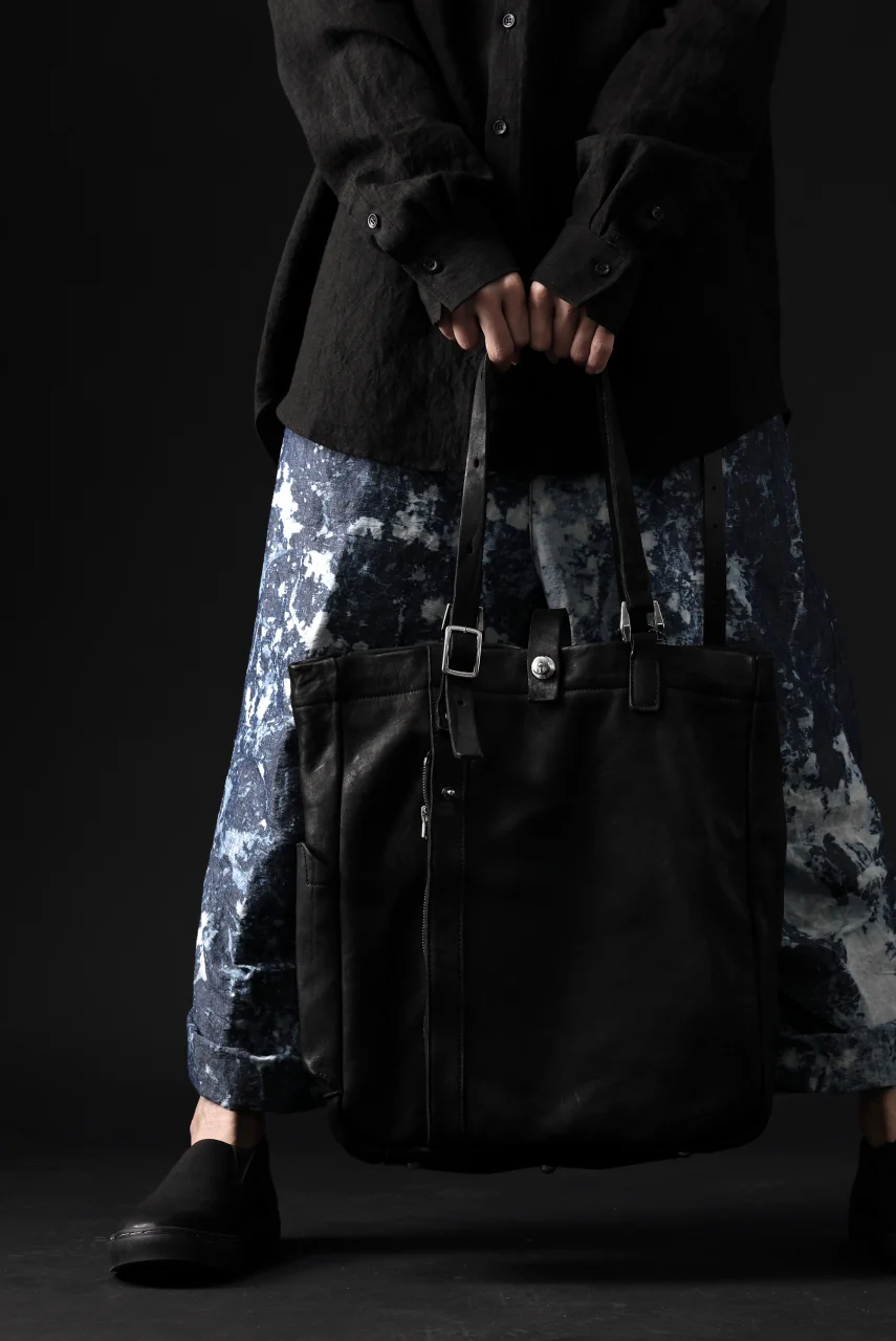 ISAMU KATAYAMA BACKLASH TOTE BAG / DOUBLE-SHOULDER OBJECT DYED (BLACK) - Image 41