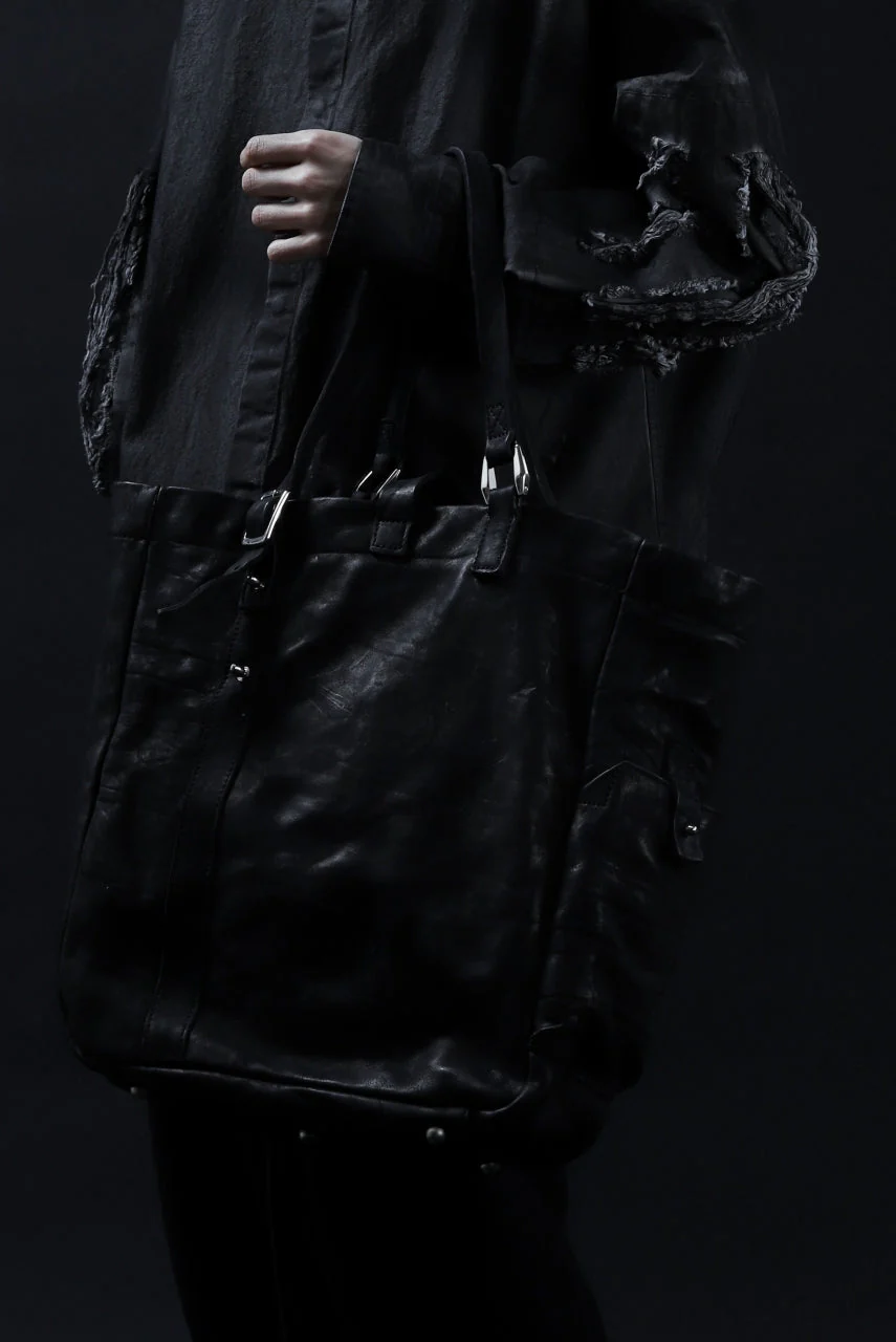 ISAMU KATAYAMA BACKLASH TOTE BAG / DOUBLE-SHOULDER OBJECT DYED (BLACK) - Image 44