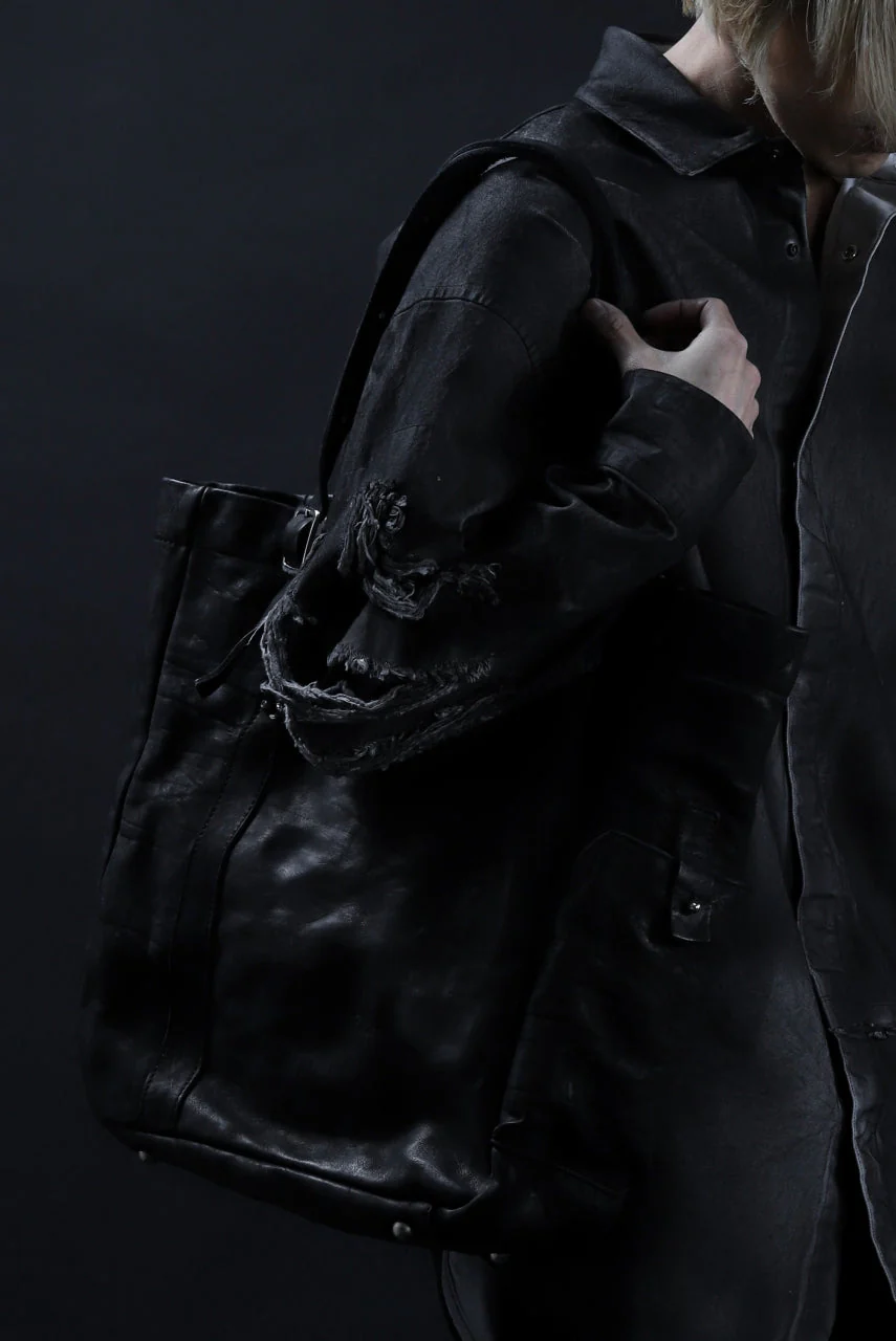 ISAMU KATAYAMA BACKLASH TOTE BAG / DOUBLE-SHOULDER OBJECT DYED (BLACK) - Image 45