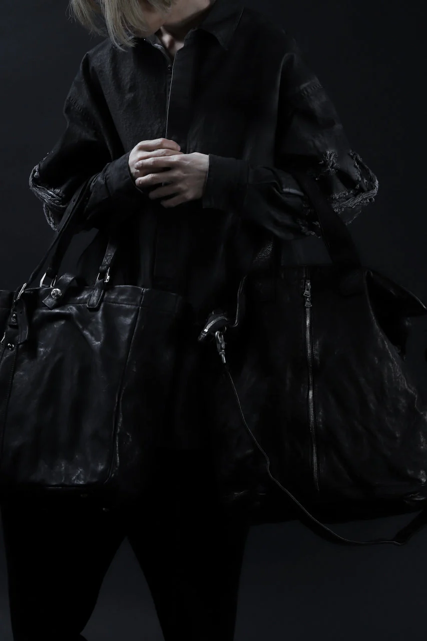 ISAMU KATAYAMA BACKLASH TOTE BAG / DOUBLE-SHOULDER OBJECT DYED (BLACK) - Image 49