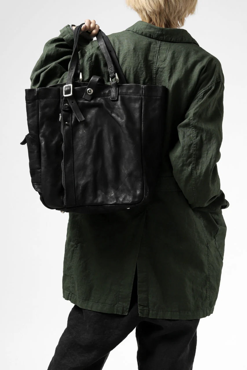 ISAMU KATAYAMA BACKLASH TOTE BAG / DOUBLE-SHOULDER OBJECT DYED (BLACK) - Image 60