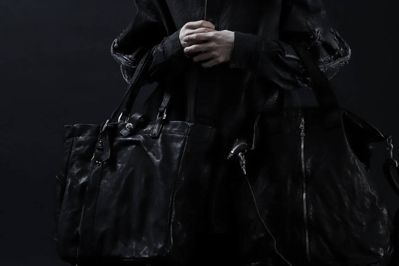 ISAMU KATAYAMA BACKLASH TOTE BAG / DOUBLE-SHOULDER OBJECT DYED (BLACK) - Image 61