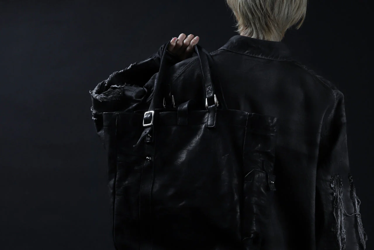 ISAMU KATAYAMA BACKLASH TOTE BAG / DOUBLE-SHOULDER OBJECT DYED (BLACK) - Image 62