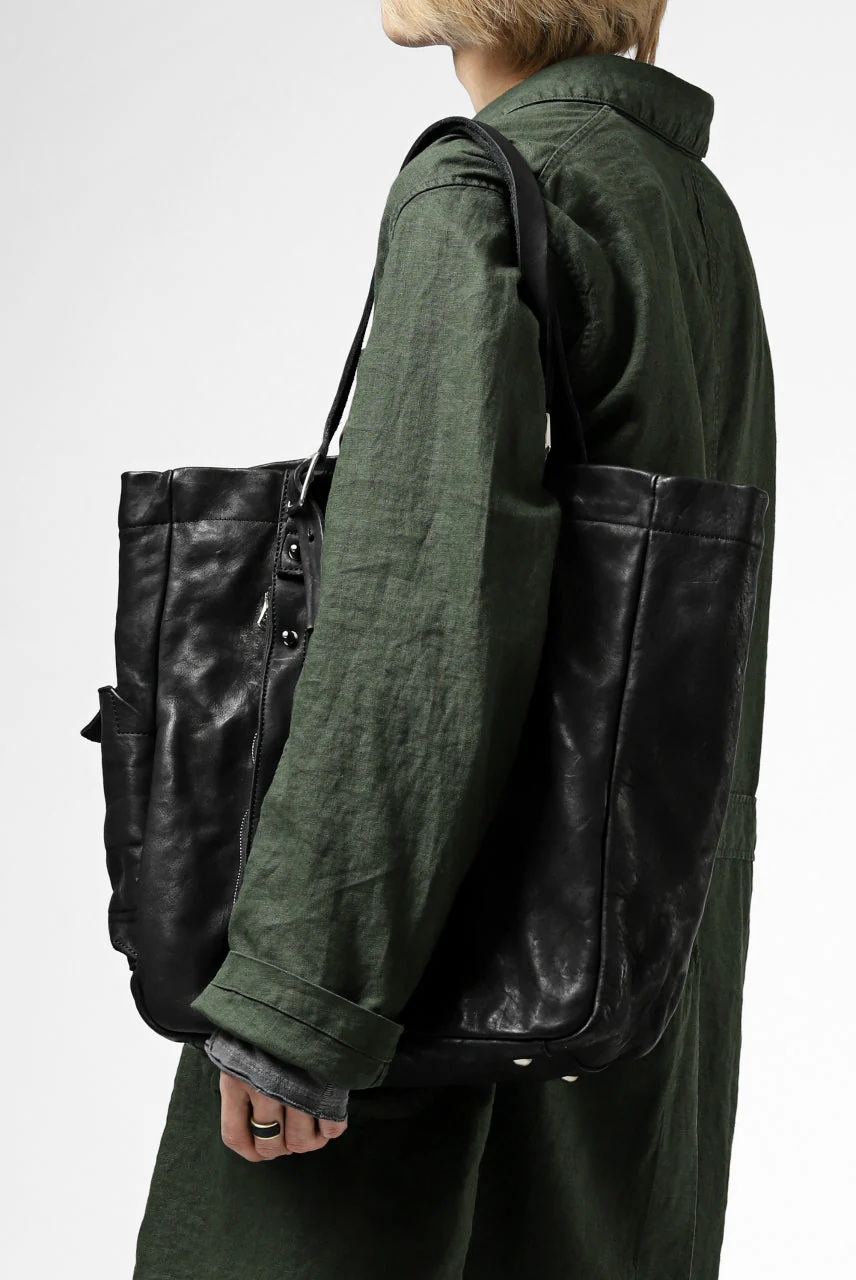 ISAMU KATAYAMA BACKLASH TOTE BAG / DOUBLE-SHOULDER OBJECT DYED (BLACK) - Image 71