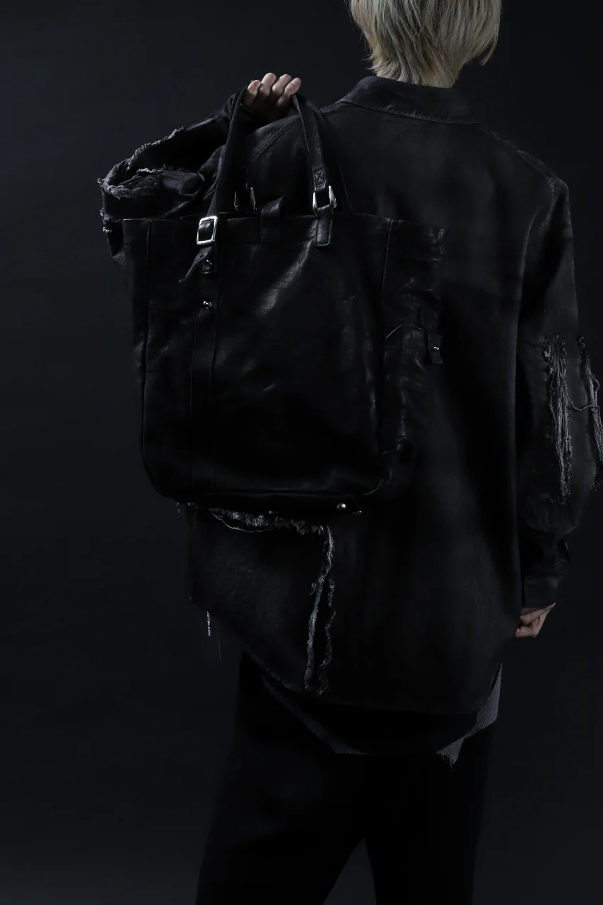 ISAMU KATAYAMA BACKLASH TOTE BAG / DOUBLE SHOULDER OBJECT DYED (BLACK) - Image 26