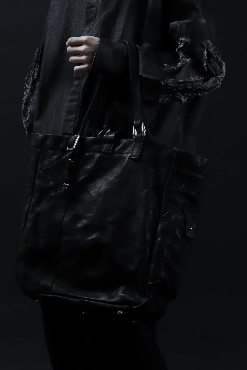 ISAMU KATAYAMA BACKLASH TOTE BAG / DOUBLE SHOULDER OBJECT DYED (BLACK) - Image 28