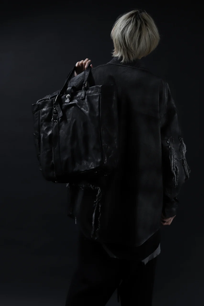 ISAMU KATAYAMA BACKLASH TOTE BAG / DOUBLE SHOULDER OBJECT DYED (BLACK) - Image 3