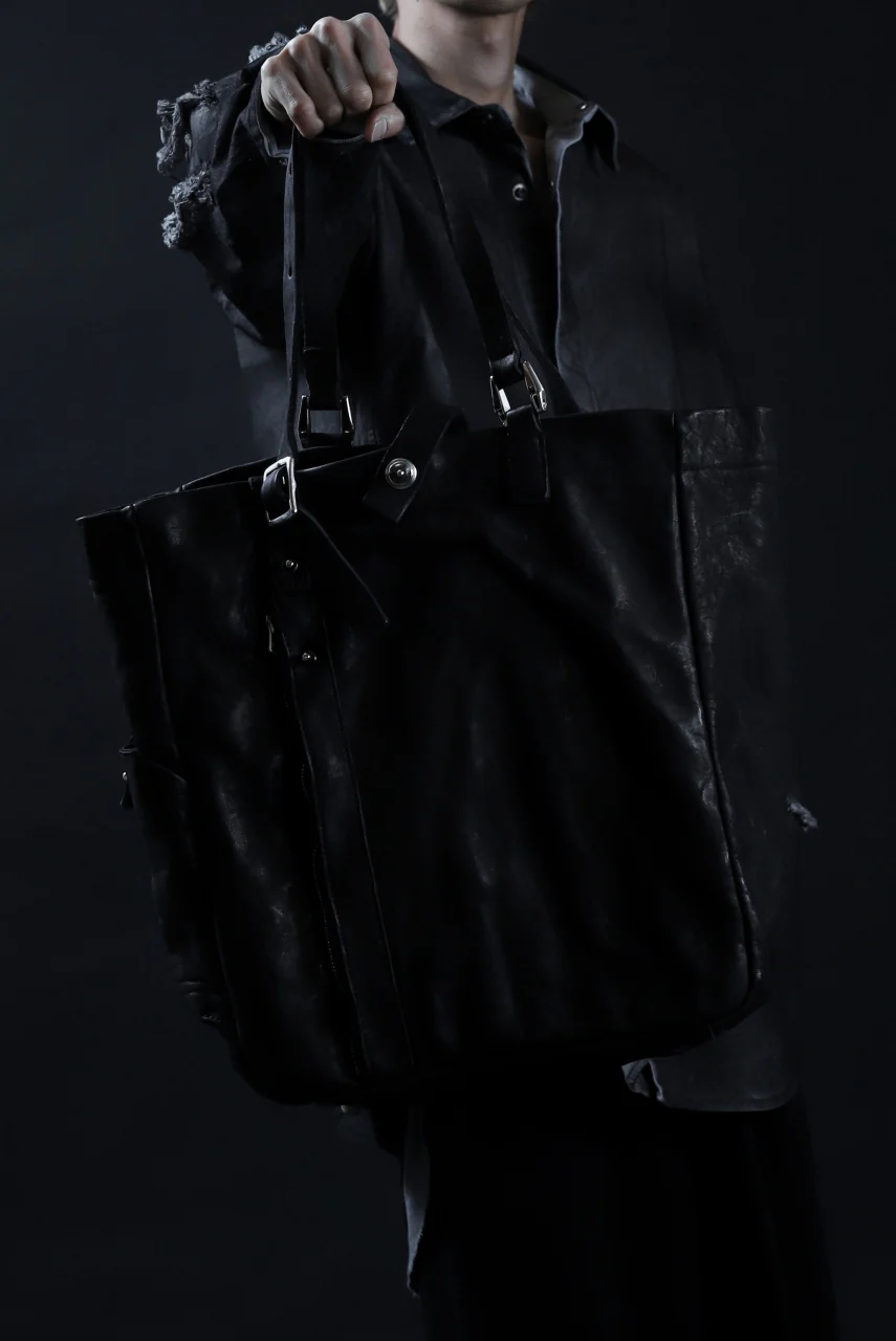 ISAMU KATAYAMA BACKLASH TOTE BAG / DOUBLE SHOULDER OBJECT DYED (BLACK) - Image 32