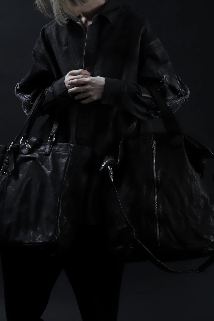 ISAMU KATAYAMA BACKLASH TOTE BAG / DOUBLE SHOULDER OBJECT DYED (BLACK) - Image 33
