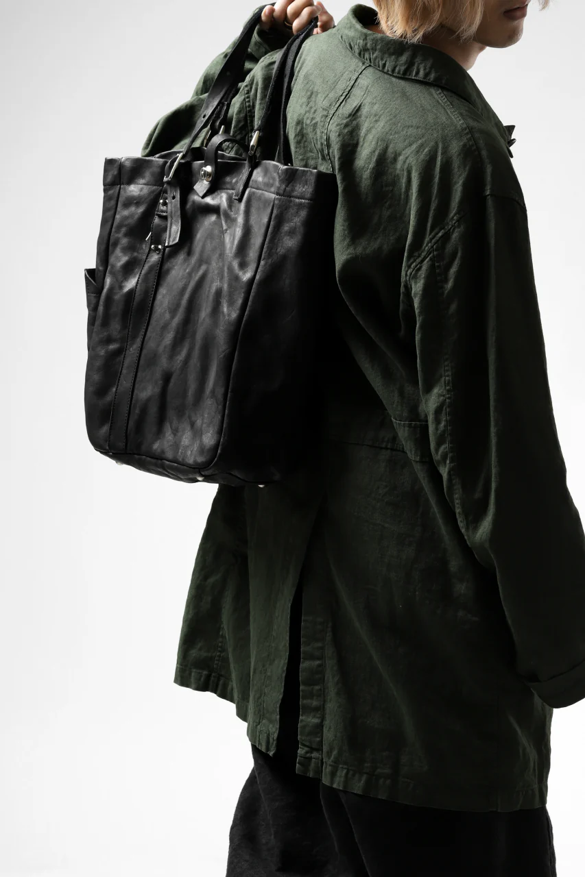 ISAMU KATAYAMA BACKLASH TOTE BAG / DOUBLE SHOULDER OBJECT DYED (BLACK) - Image 38