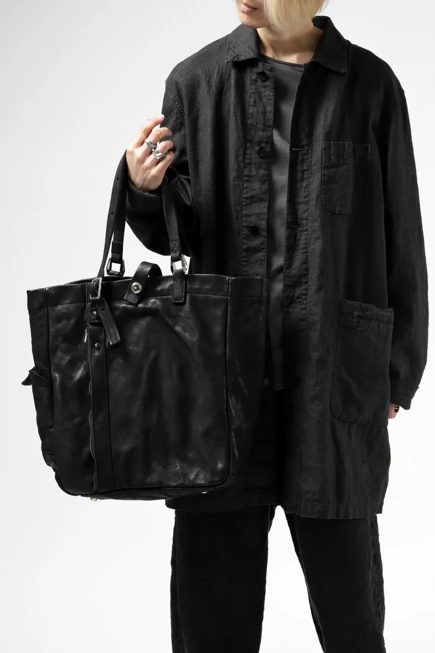 ISAMU KATAYAMA BACKLASH TOTE BAG / DOUBLE SHOULDER OBJECT DYED (BLACK) - Image 39