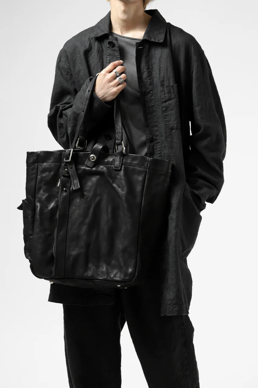 ISAMU KATAYAMA BACKLASH TOTE BAG / DOUBLE SHOULDER OBJECT DYED (BLACK) - Image 40