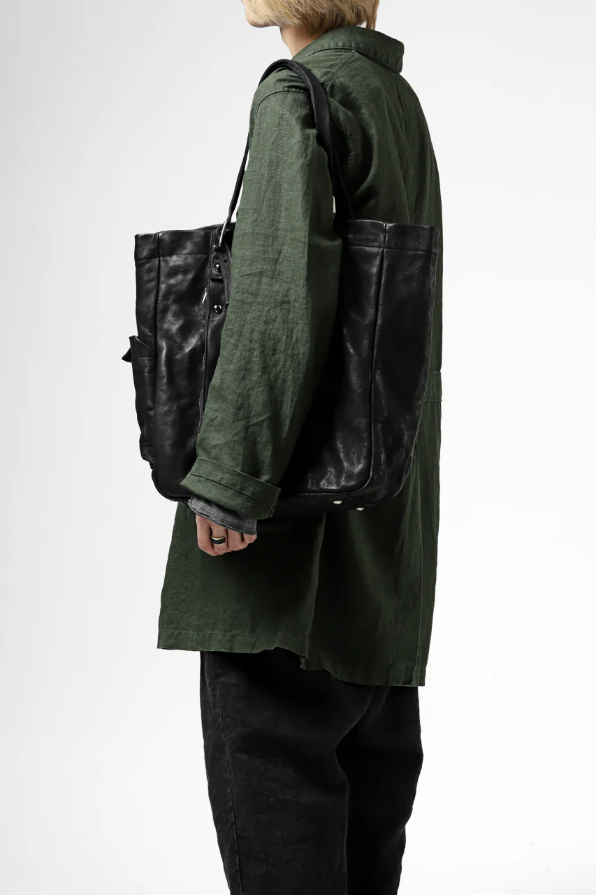 ISAMU KATAYAMA BACKLASH TOTE BAG / DOUBLE SHOULDER OBJECT DYED (BLACK) - Image 44