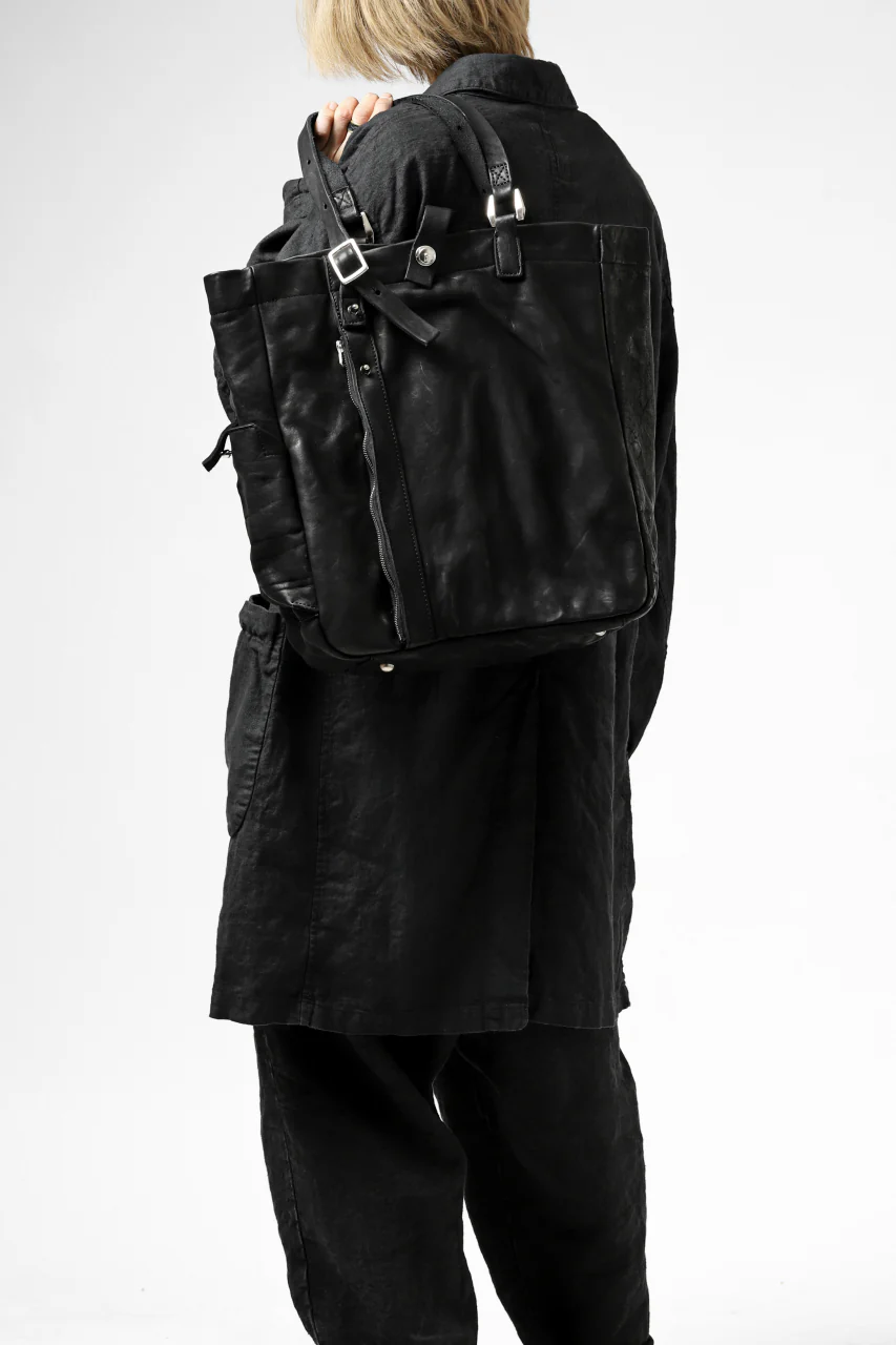 ISAMU KATAYAMA BACKLASH TOTE BAG / DOUBLE SHOULDER OBJECT DYED (BLACK) - Image 45