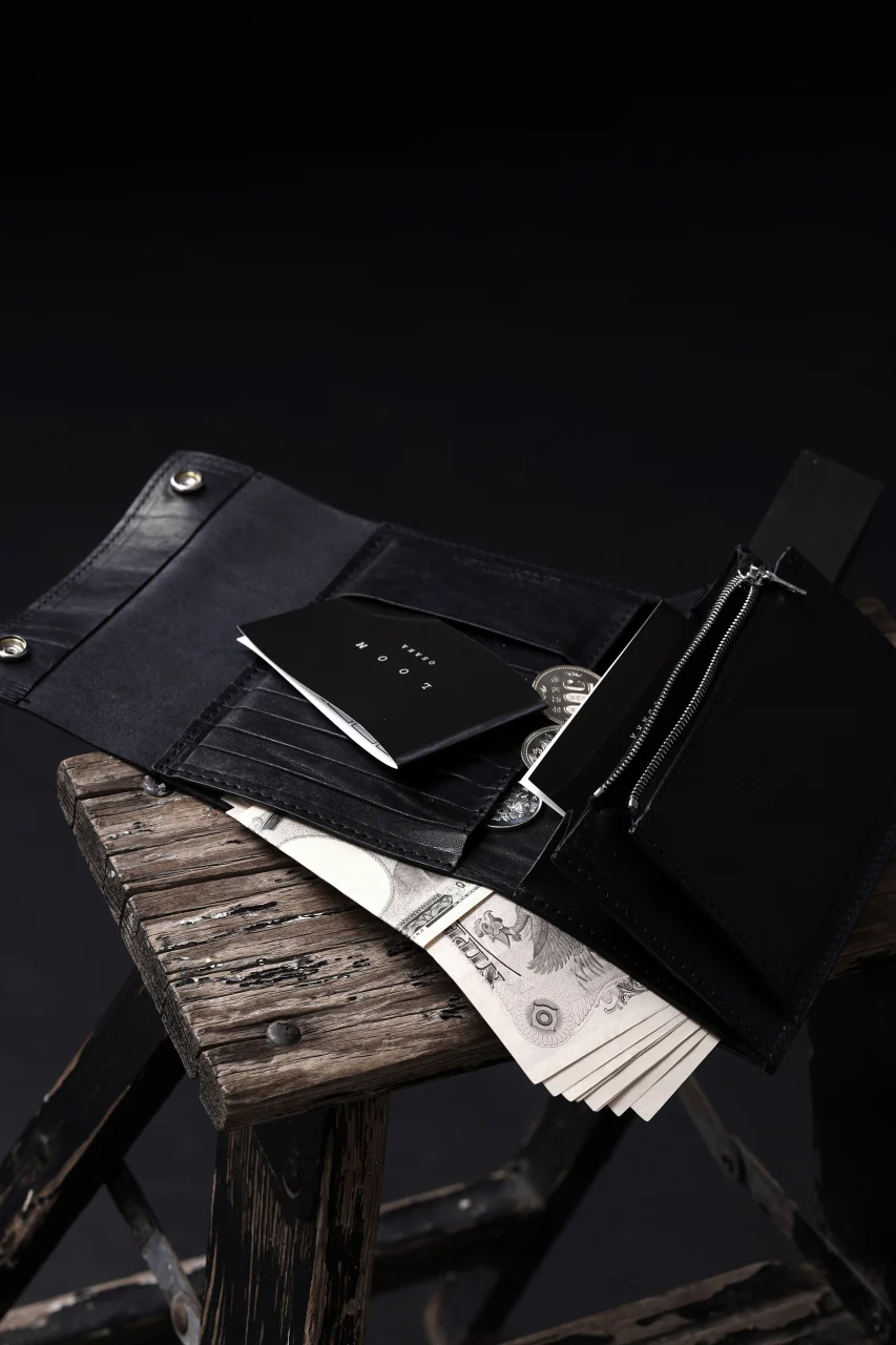 ISAMU KATAYAMA BACKLASH TRI-FOLD SHORT WALLET / ITALY DOUBLE SHOULDER (BLACK) - Image 20