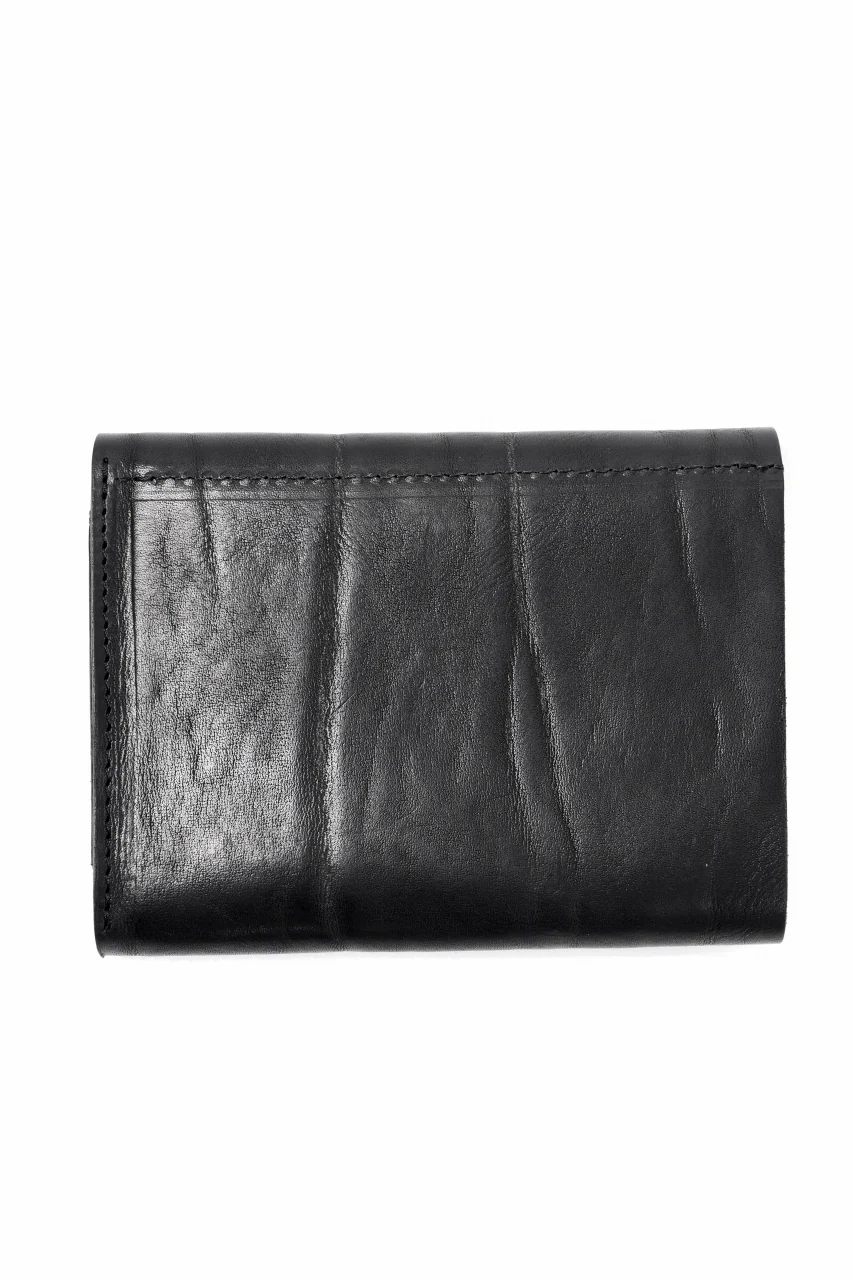 ISAMU KATAYAMA BACKLASH TRI-FOLD SHORT WALLET / ITALY DOUBLE SHOULDER (BLACK) - Image 3