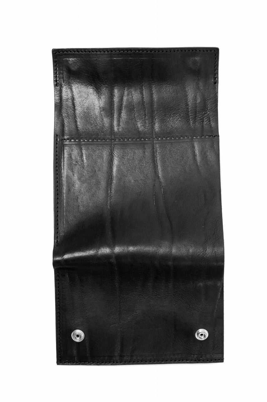 ISAMU KATAYAMA BACKLASH TRI-FOLD SHORT WALLET / ITALY DOUBLE SHOULDER (BLACK) - Image 6