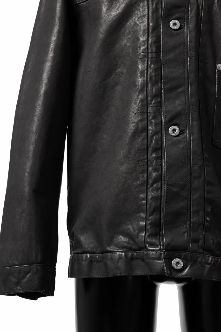 ISAMU KATAYAMA BACKLASH TRUCKER BLOUSON / GARMENT DYED - JP WET WHITE HORSE (BLACK) - Image 11