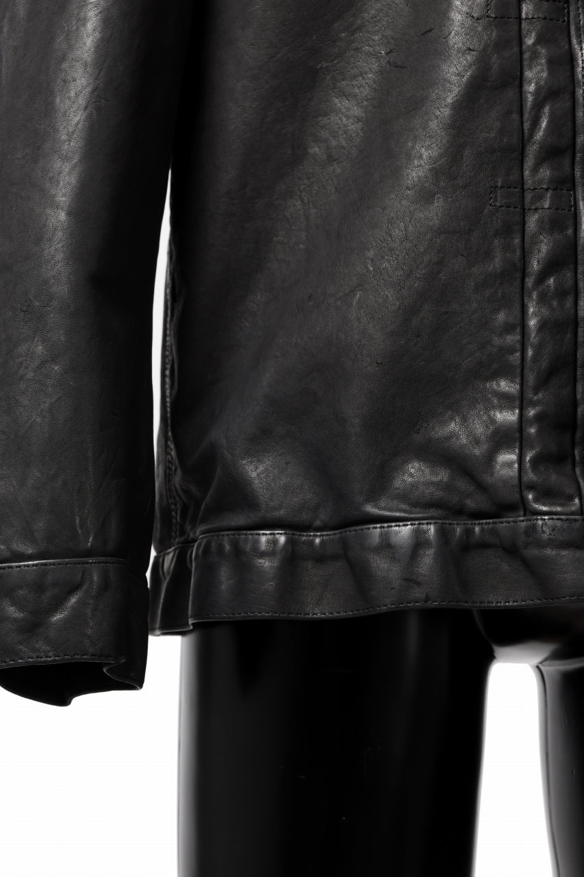 ISAMU KATAYAMA BACKLASH TRUCKER BLOUSON / GARMENT DYED - JP WET WHITE HORSE (BLACK) - Image 12