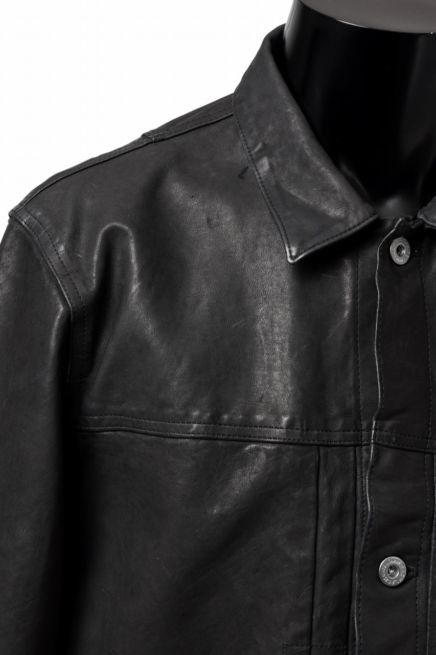ISAMU KATAYAMA BACKLASH TRUCKER BLOUSON / GARMENT DYED - JP WET WHITE HORSE (BLACK) - Image 13