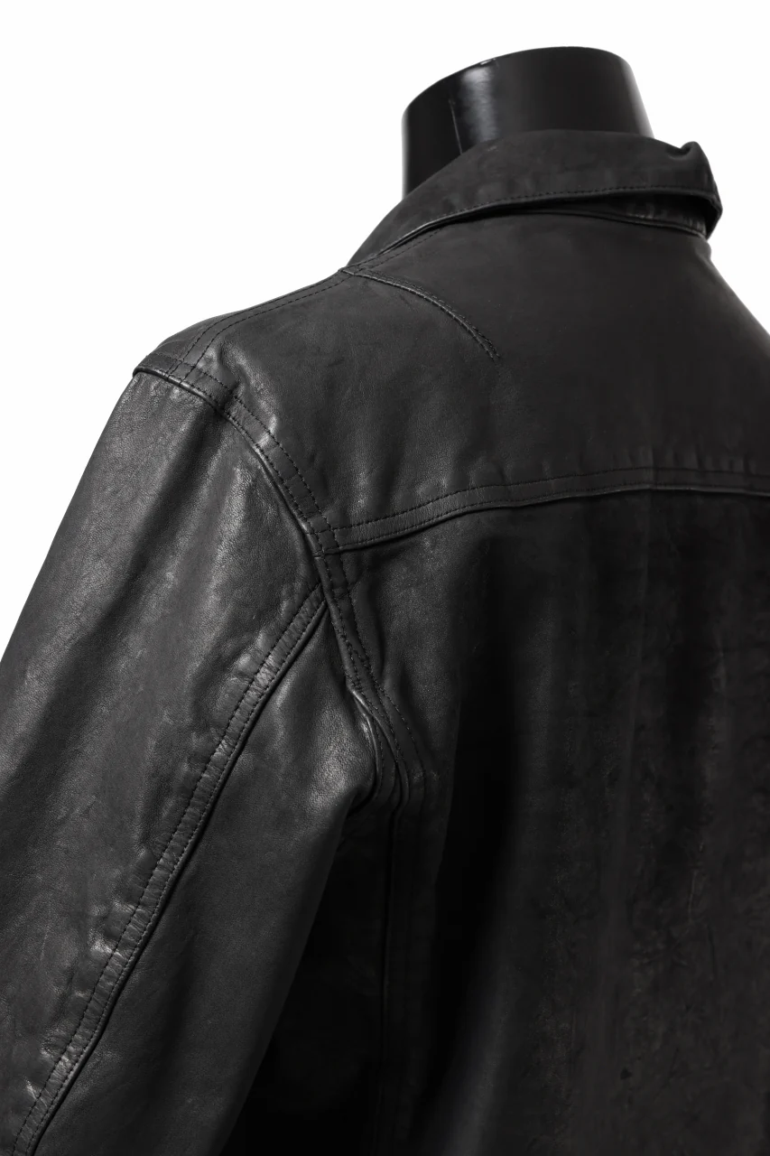 ISAMU KATAYAMA BACKLASH TRUCKER BLOUSON / GARMENT DYED - JP WET WHITE HORSE (BLACK) - Image 16