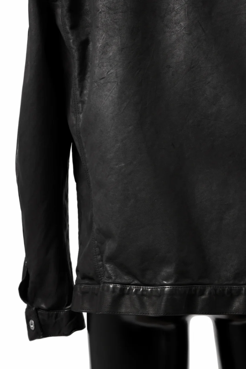 ISAMU KATAYAMA BACKLASH TRUCKER BLOUSON / GARMENT DYED - JP WET WHITE HORSE (BLACK) - Image 18