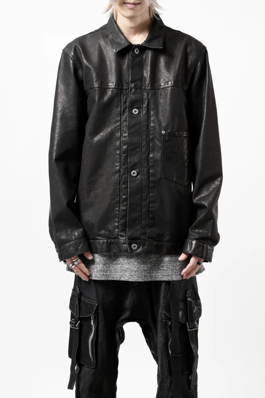 ISAMU KATAYAMA BACKLASH TRUCKER BLOUSON / GARMENT DYED - JP WET WHITE HORSE (BLACK) - Image 21