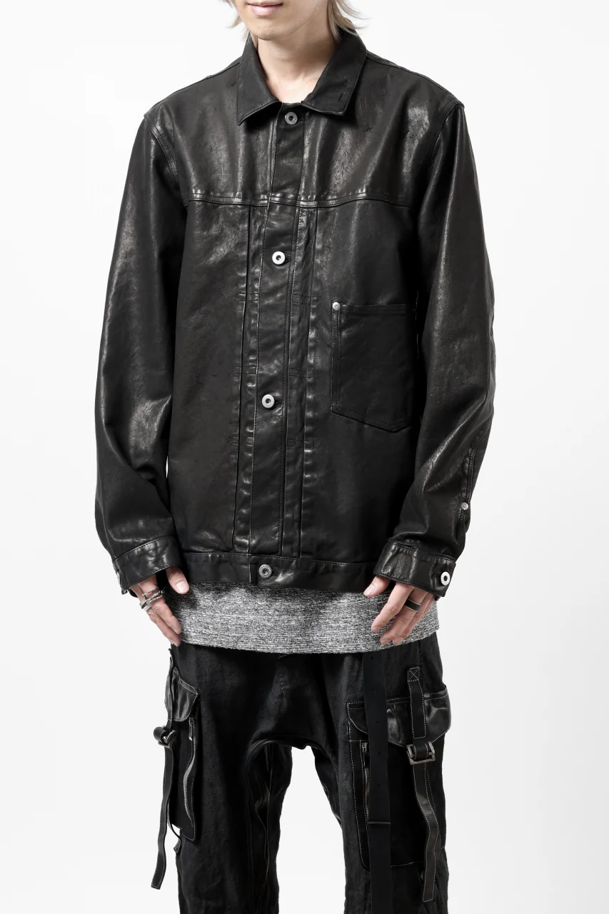 ISAMU KATAYAMA BACKLASH TRUCKER BLOUSON / GARMENT DYED - JP WET WHITE HORSE (BLACK) - Image 22