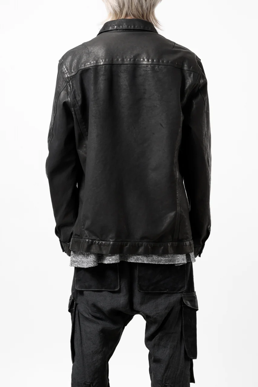 ISAMU KATAYAMA BACKLASH TRUCKER BLOUSON / GARMENT DYED - JP WET WHITE HORSE (BLACK) - Image 23