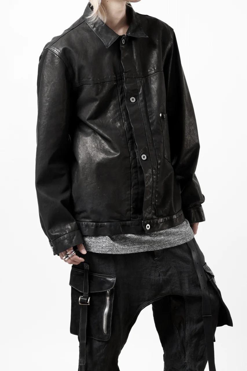 ISAMU KATAYAMA BACKLASH TRUCKER BLOUSON / GARMENT DYED - JP WET WHITE HORSE (BLACK) - Image 25