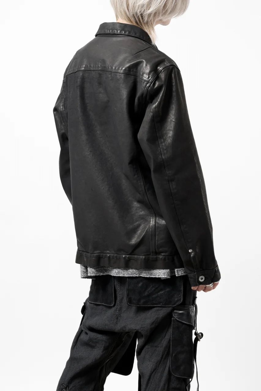 ISAMU KATAYAMA BACKLASH TRUCKER BLOUSON / GARMENT DYED - JP WET WHITE HORSE (BLACK) - Image 26