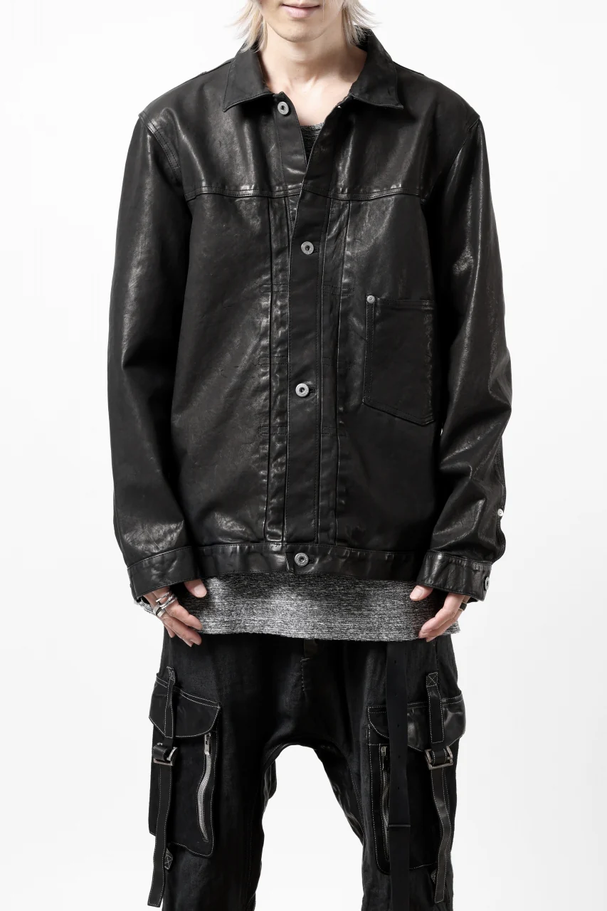 ISAMU KATAYAMA BACKLASH TRUCKER BLOUSON / GARMENT DYED - JP WET WHITE HORSE (BLACK) - Image 27