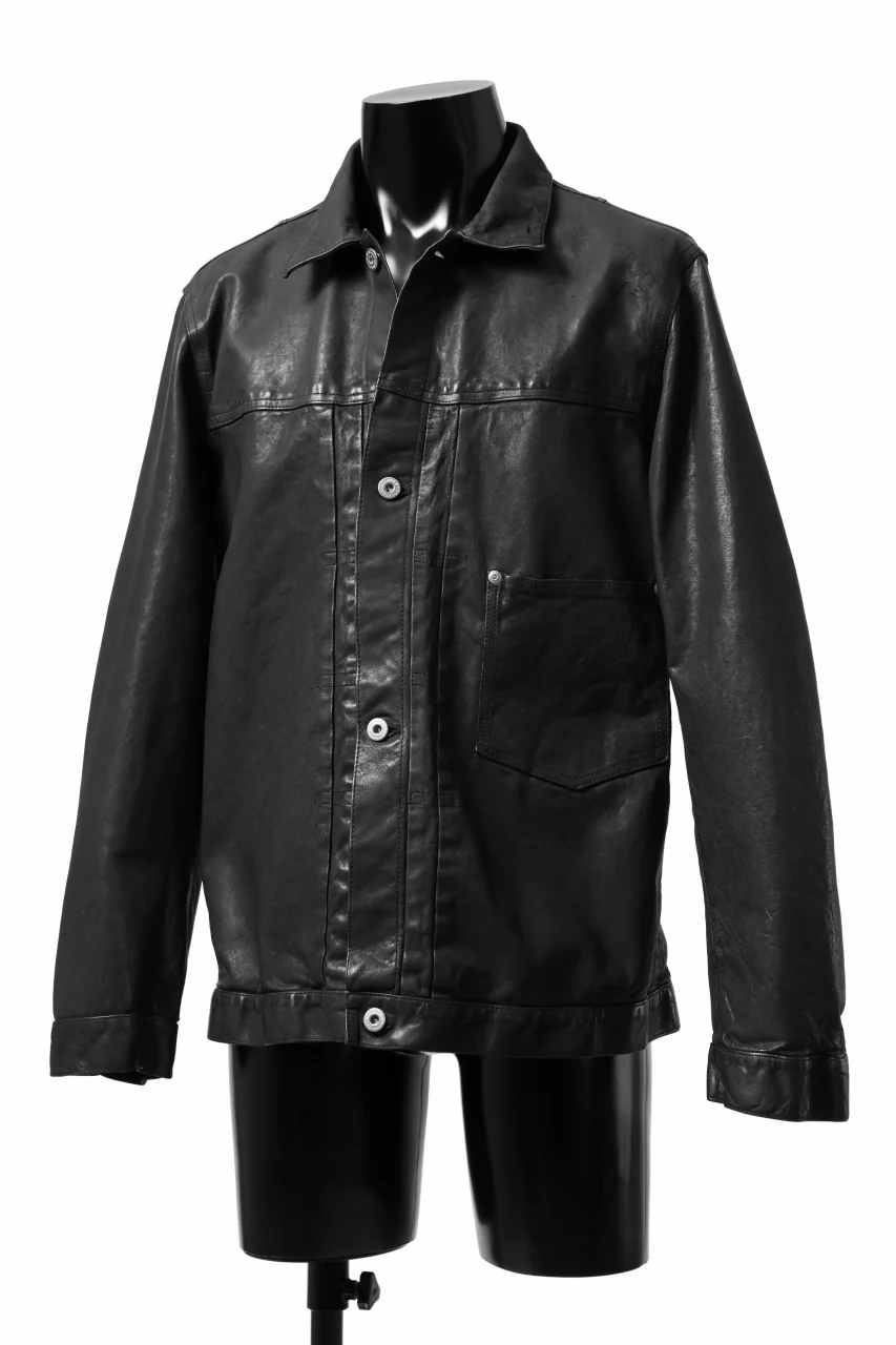 ISAMU KATAYAMA BACKLASH TRUCKER BLOUSON / GARMENT DYED - JP WET WHITE HORSE (BLACK) - Image 3