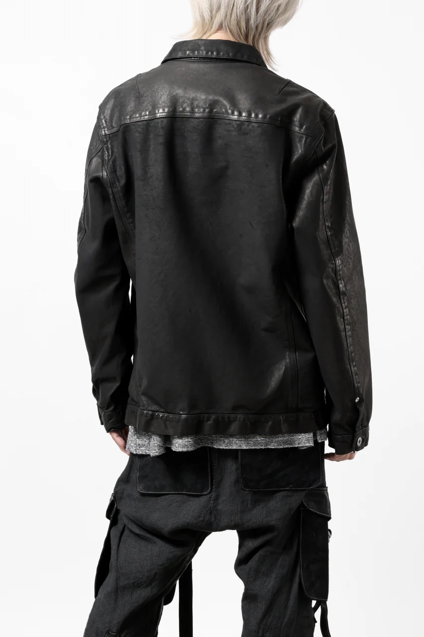 ISAMU KATAYAMA BACKLASH TRUCKER BLOUSON / GARMENT DYED - JP WET WHITE HORSE (BLACK) - Image 30