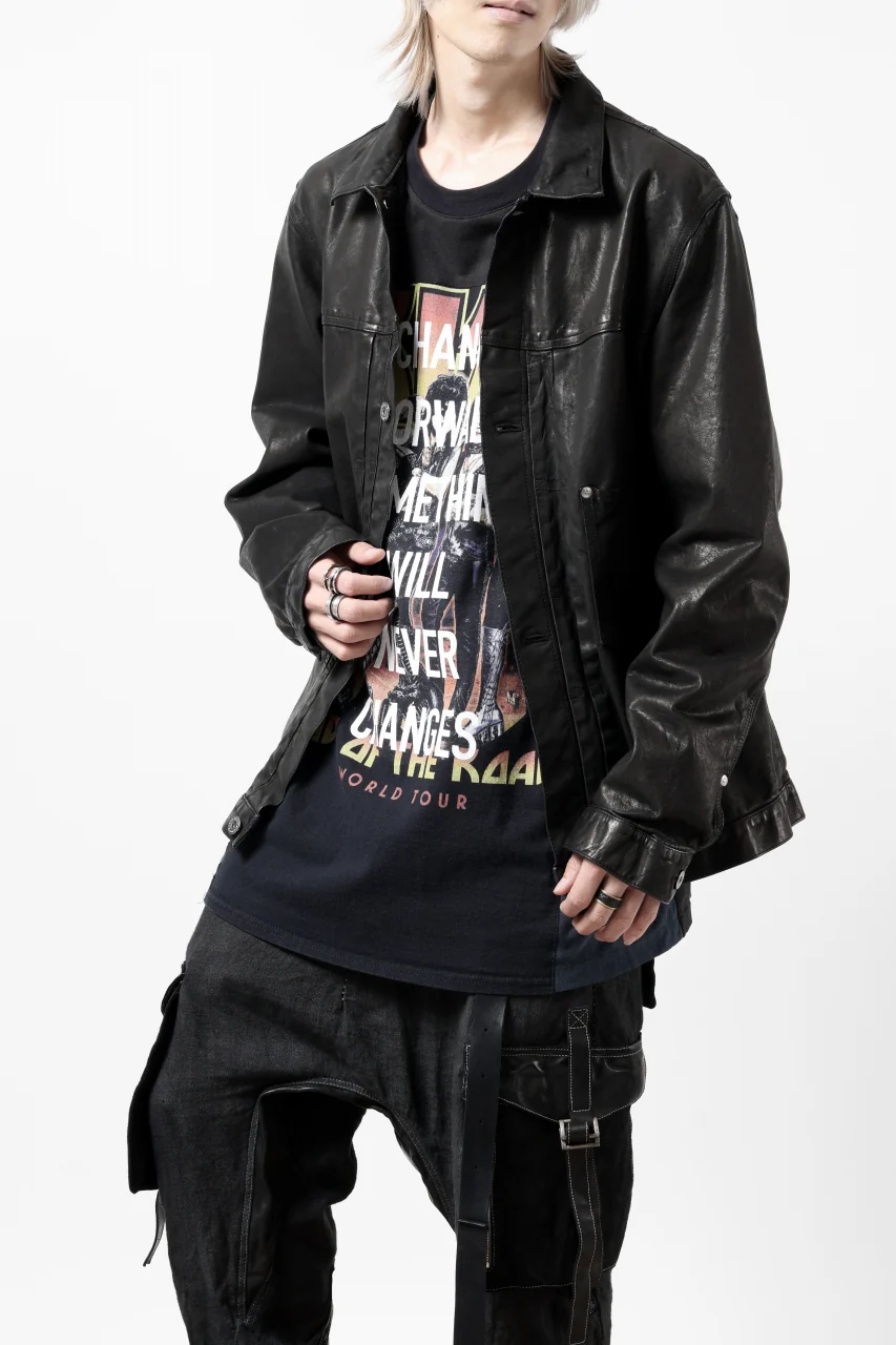 ISAMU KATAYAMA BACKLASH TRUCKER BLOUSON / GARMENT DYED - JP WET WHITE HORSE (BLACK) - Image 34