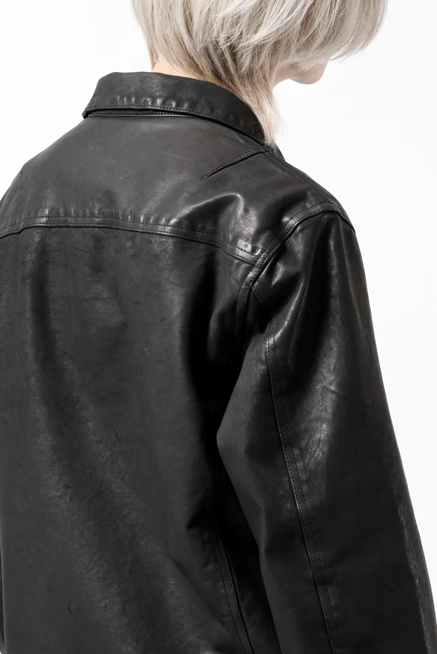 ISAMU KATAYAMA BACKLASH TRUCKER BLOUSON / GARMENT DYED - JP WET WHITE HORSE (BLACK) - Image 43