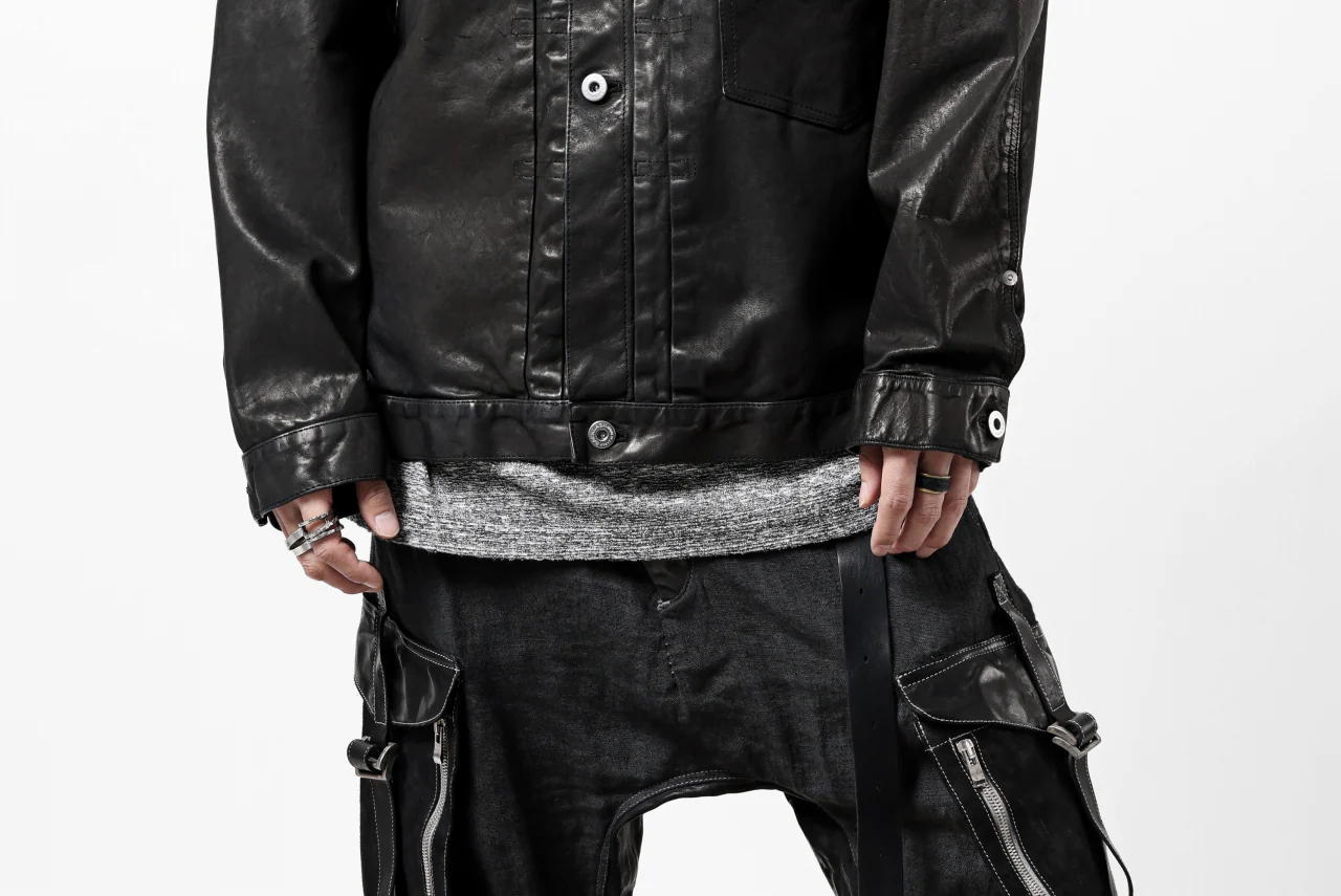 ISAMU KATAYAMA BACKLASH TRUCKER BLOUSON / GARMENT DYED - JP WET WHITE HORSE (BLACK) - Image 47