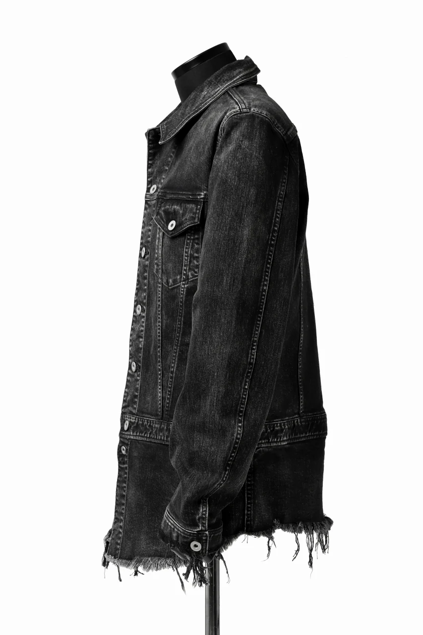 ISAMU KATAYAMA BACKLASH TRUCKER DENIM JACKET / SPLASH DYED (BLACK) - Image 11