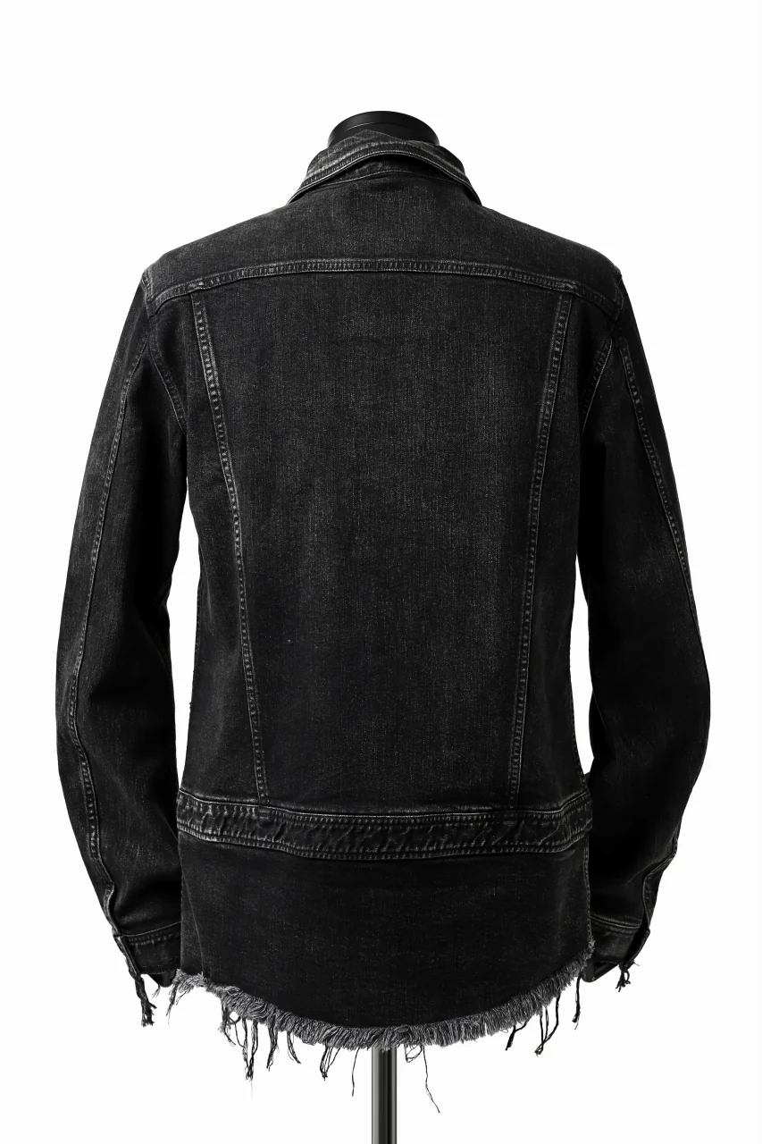 ISAMU KATAYAMA BACKLASH TRUCKER DENIM JACKET / SPLASH DYED (BLACK) - Image 12