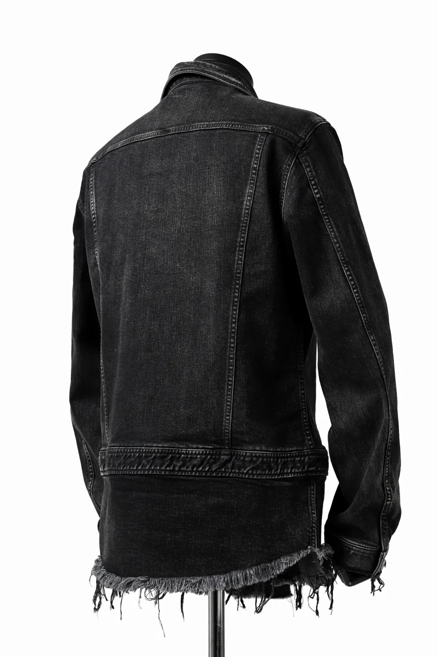 ISAMU KATAYAMA BACKLASH TRUCKER DENIM JACKET / SPLASH DYED (BLACK) - Image 13
