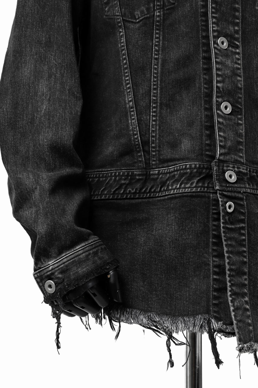 ISAMU KATAYAMA BACKLASH TRUCKER DENIM JACKET / SPLASH DYED (BLACK) - Image 18