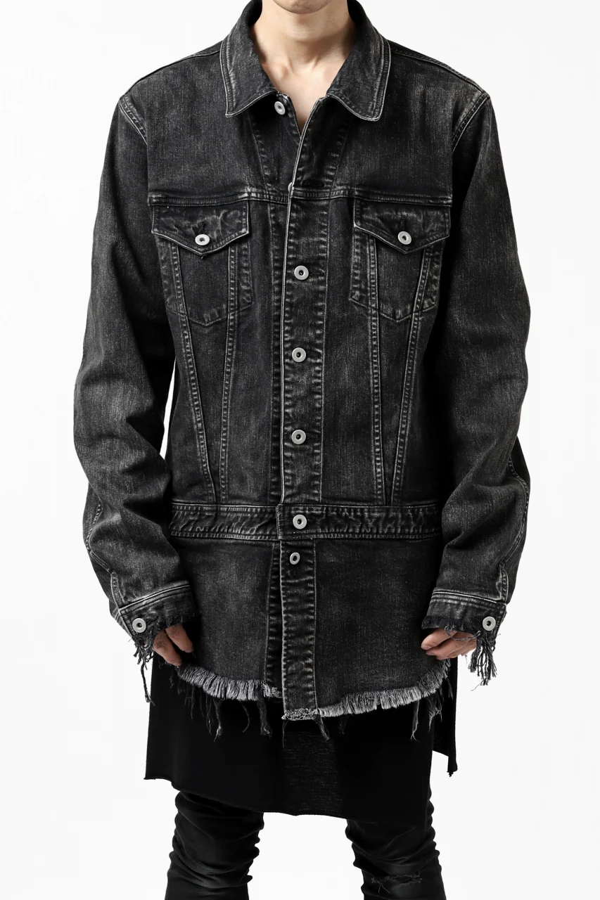 ISAMU KATAYAMA BACKLASH TRUCKER DENIM JACKET / SPLASH DYED (BLACK) - Image 2